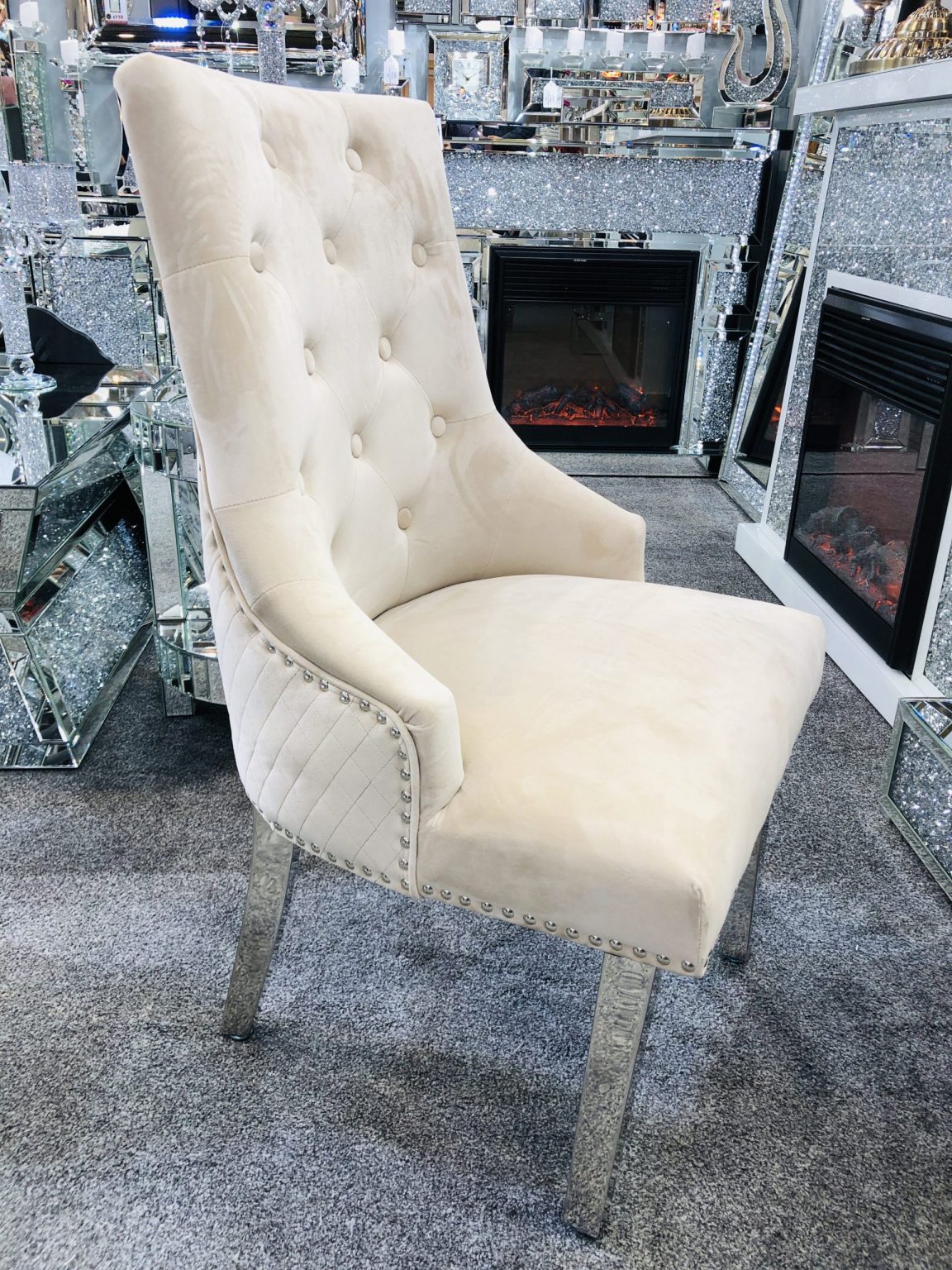 Majestic Mink Velvet Dining Chair ASR Interiors