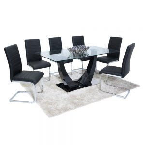 Oslo Dining Set (6 Black New York Chairs)
