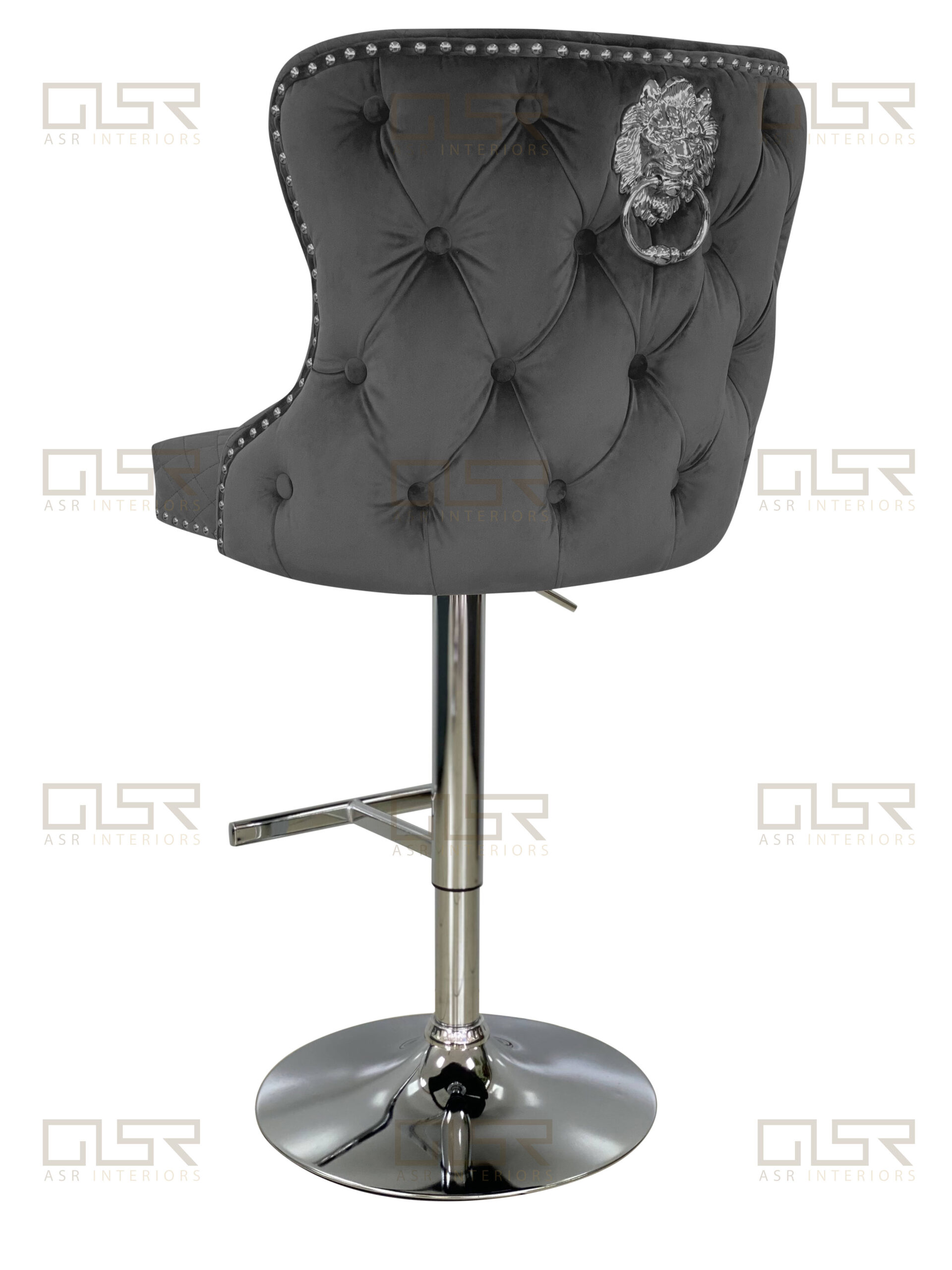 Valentino Grey Velvet Bar Stool ASR Interiors