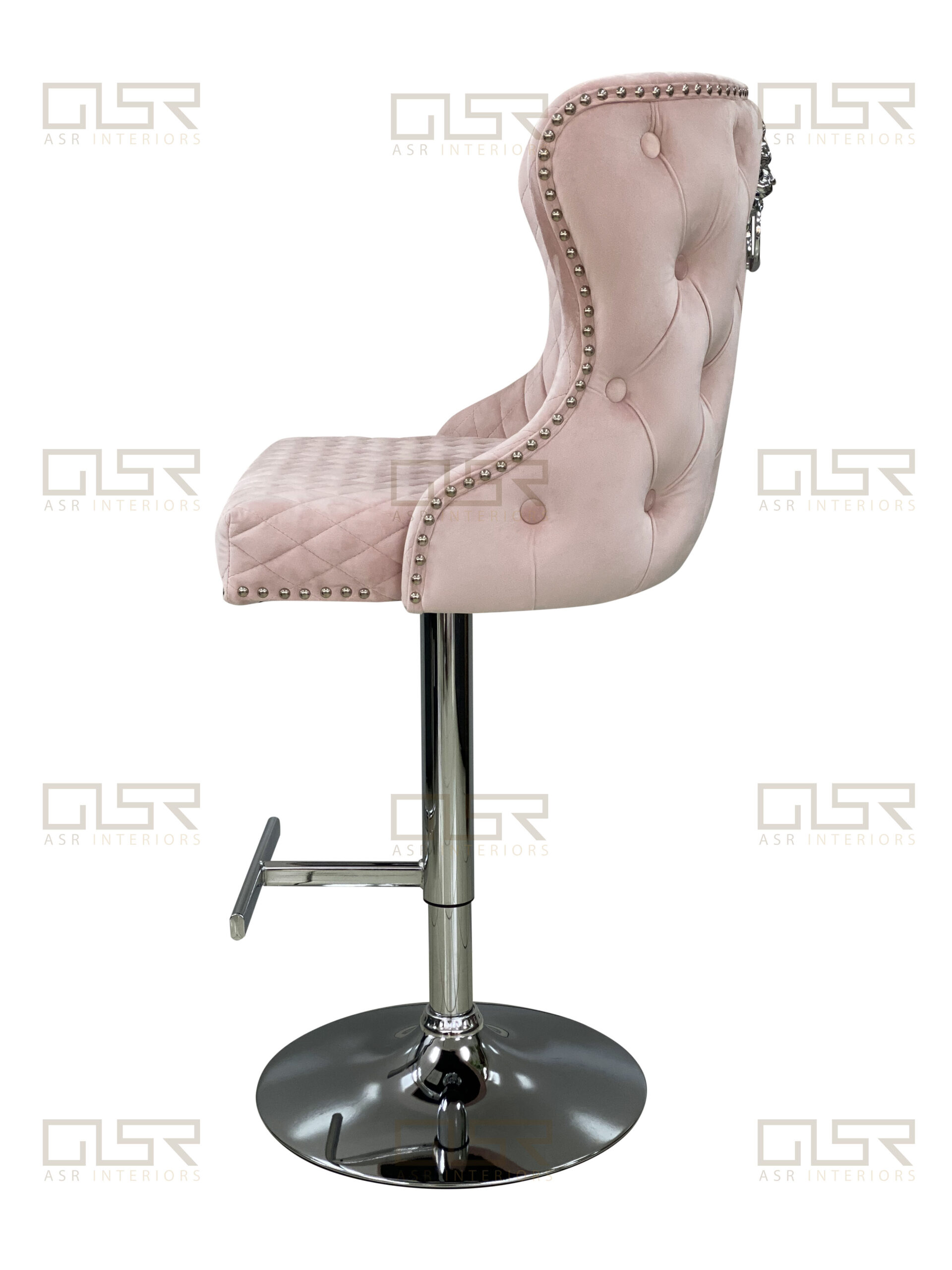 Valentino Pink Velvet Bar Stool - ASR Interiors