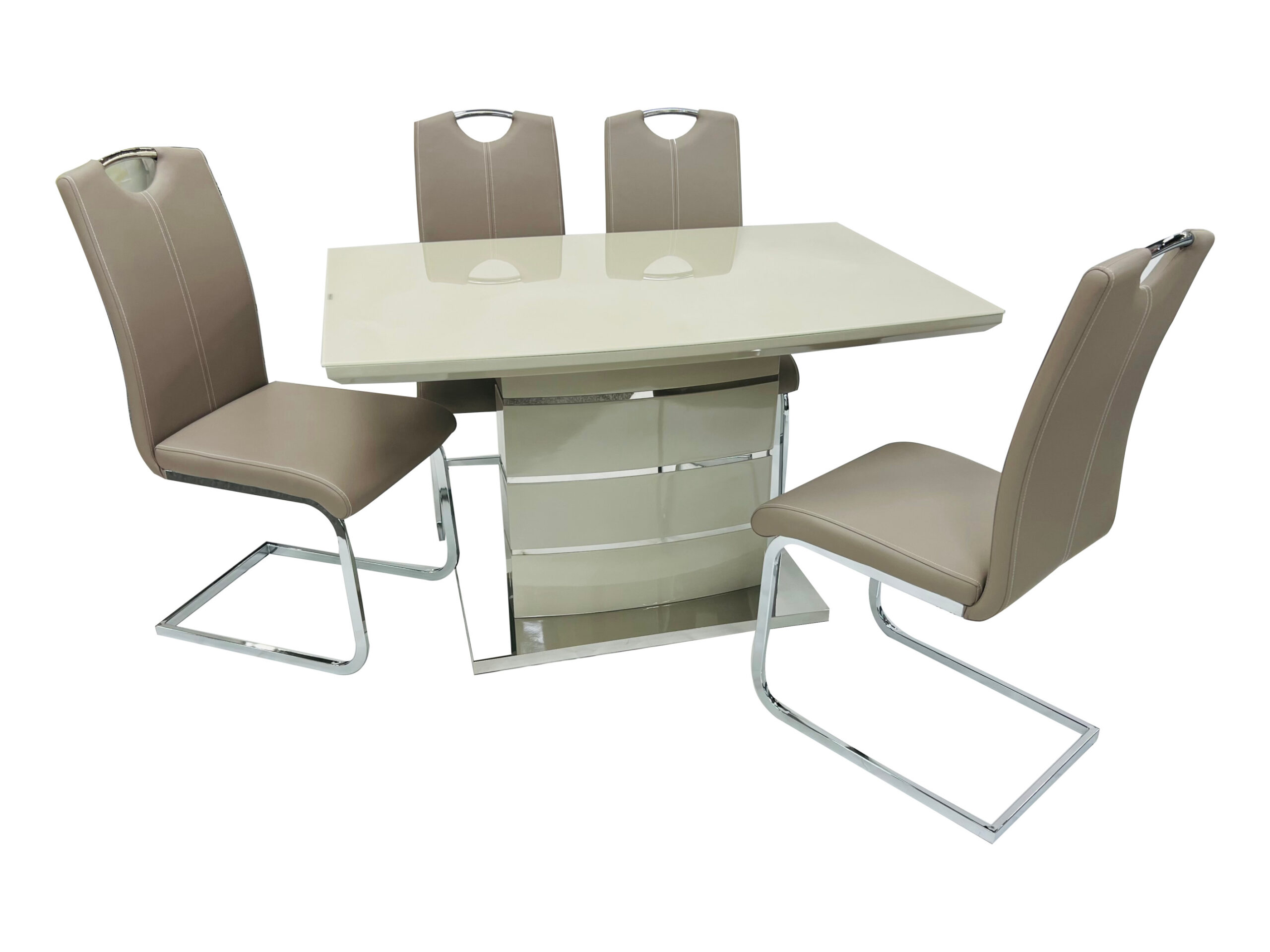 Milan Cappuccino Small Dining Table + 4 Milan Chairs ASR Interiors