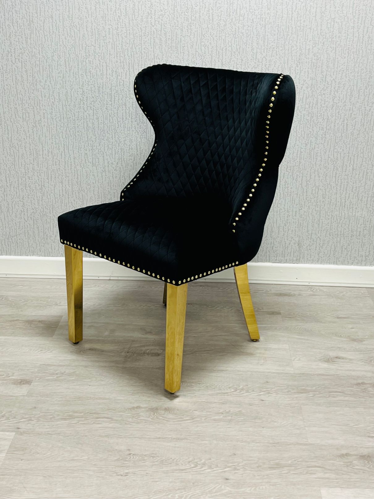Valentino Black Gold Velvet Chair ASR Interiors