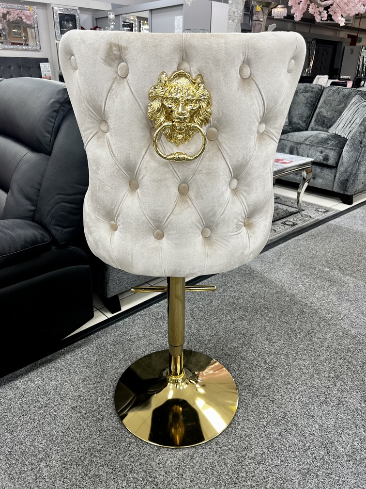 Victoria Cream Lion Knocker Breakfast Stool ASR Interiors