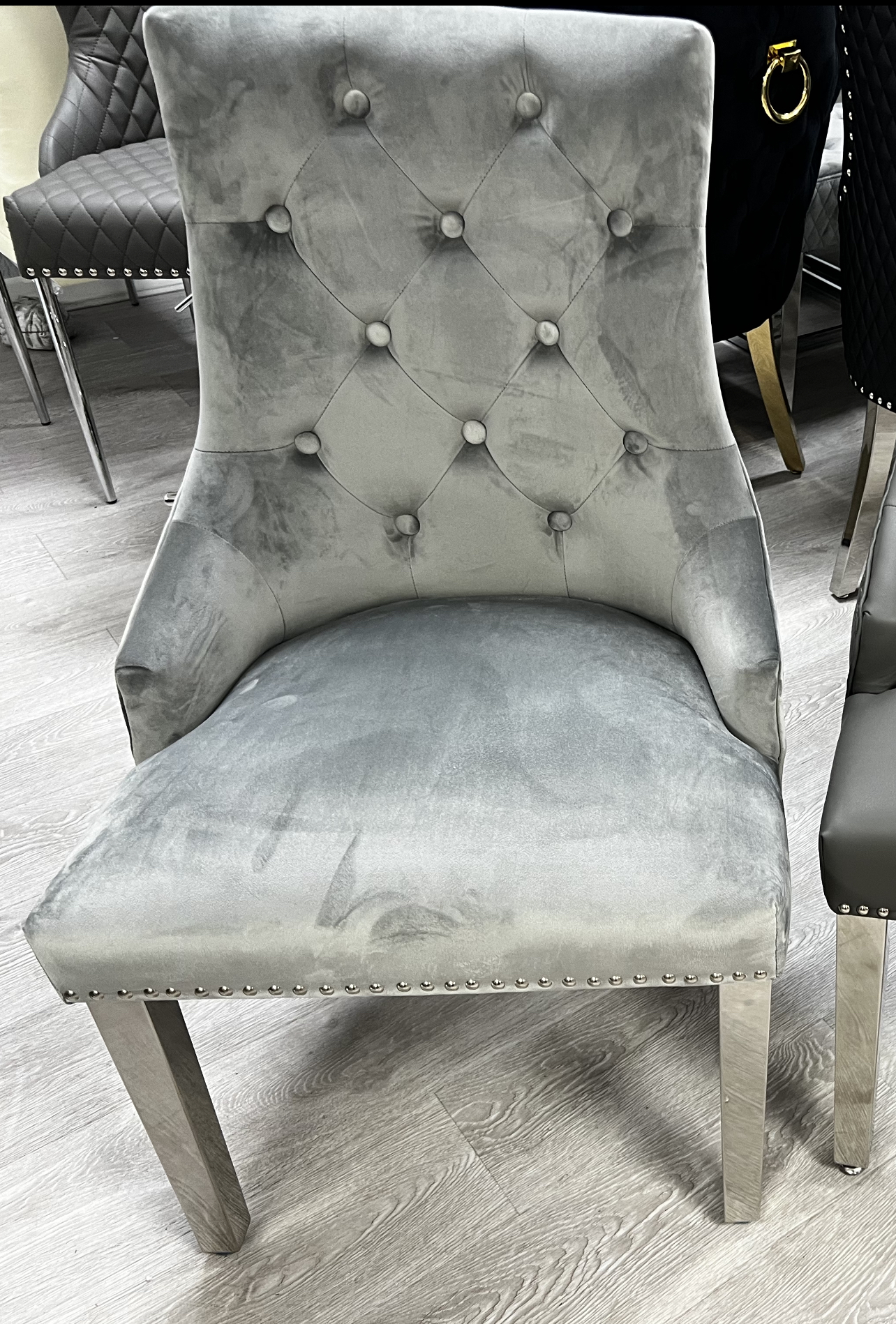 Majestic Light Grey Velvet Dining Chair ASR Interiors