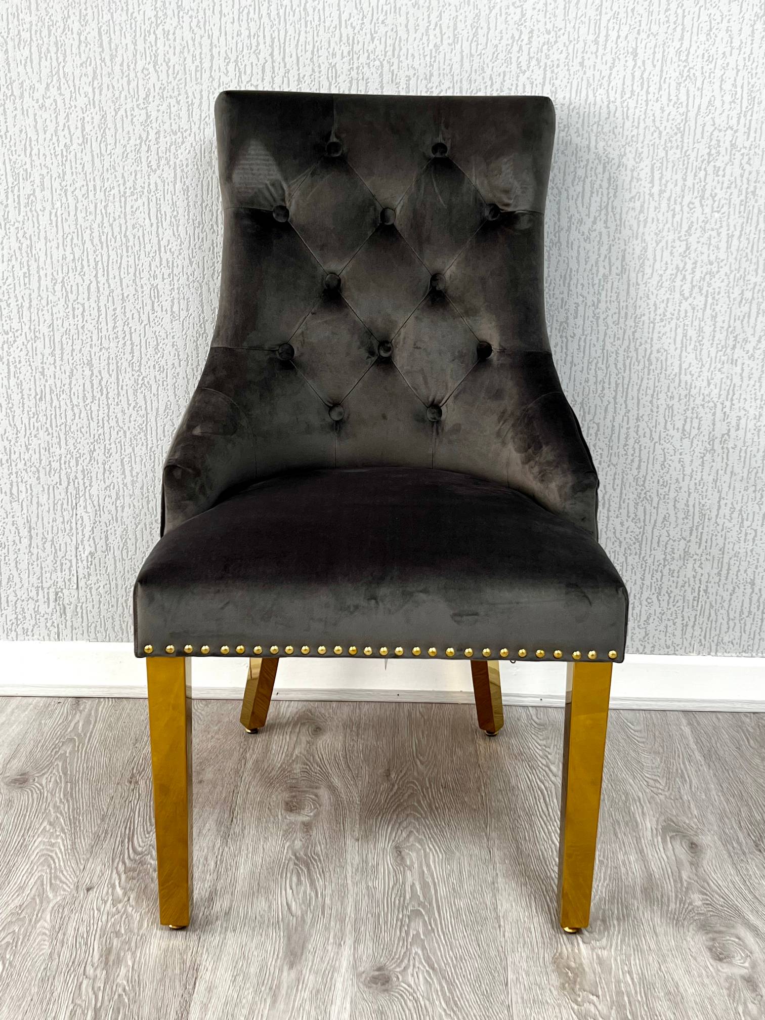 Majestic Grey Gold Lion Knocker Chair ASR Interiors