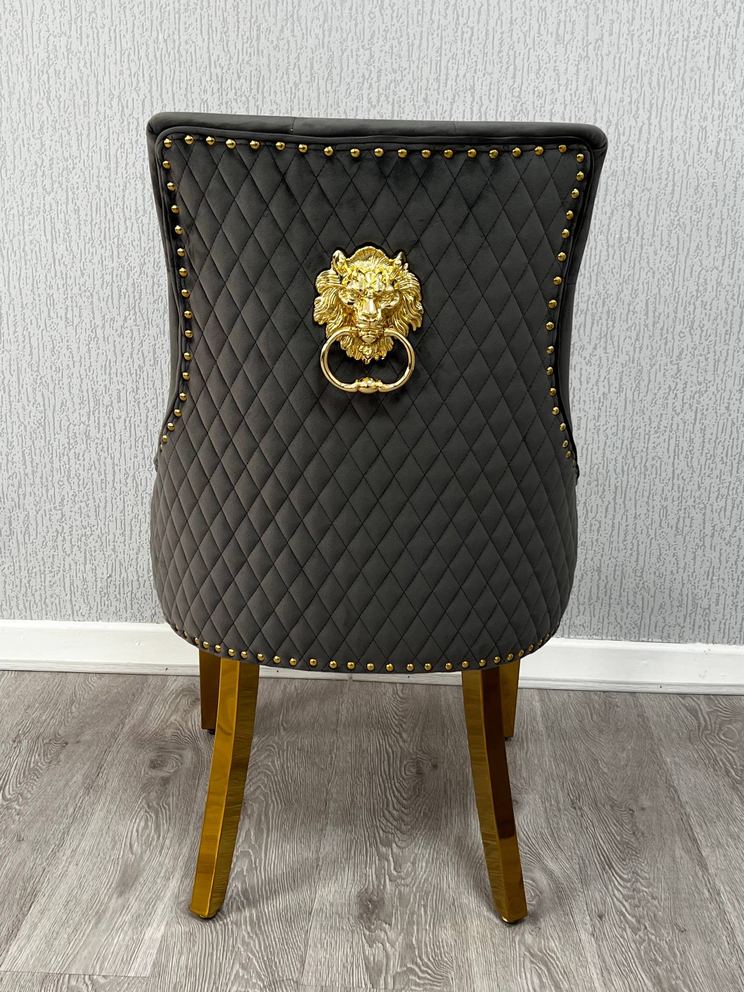 Majestic Black Gold Lion Knocker Chair ASR Interiors