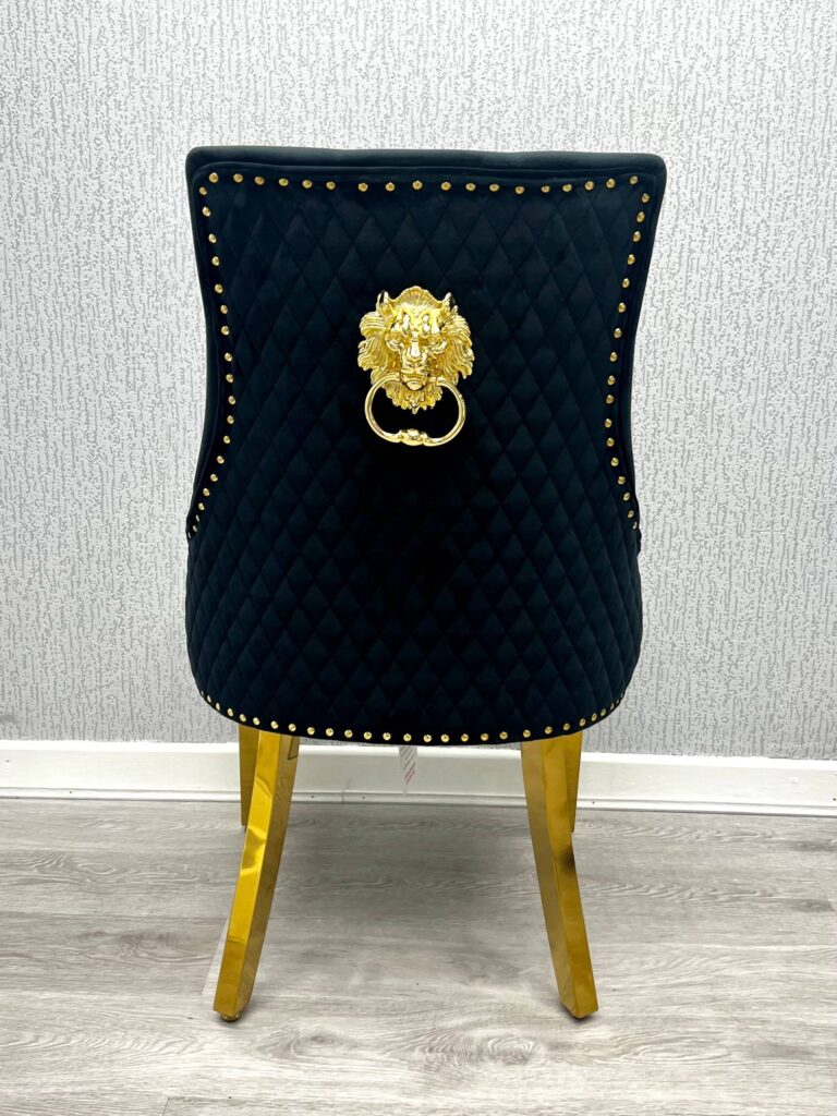 Majestic Black Gold Lion Knocker Chair ASR Interiors