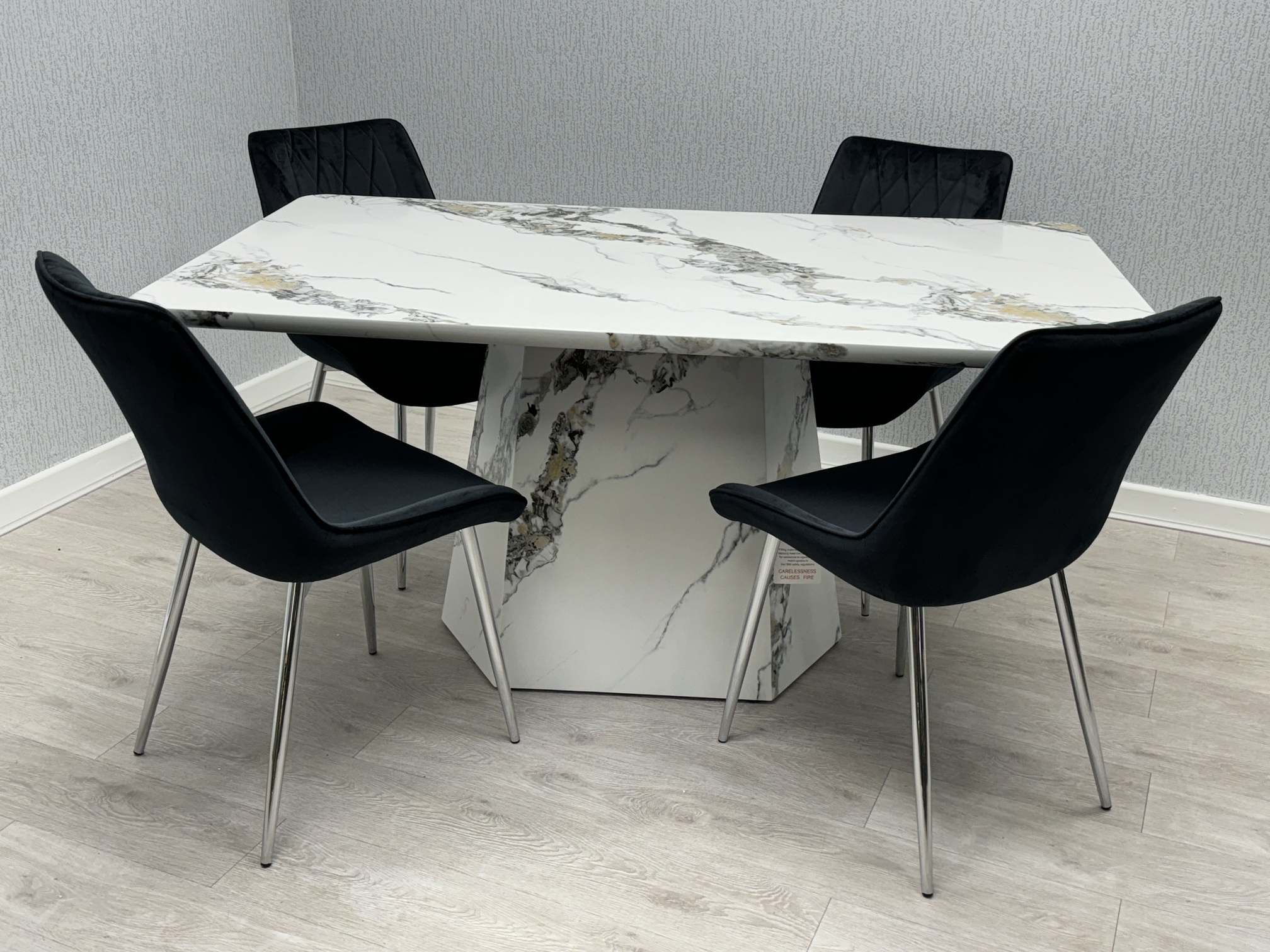 Capri 110cm Round Marble Effect Dining Table (Table Only) ASR Interiors