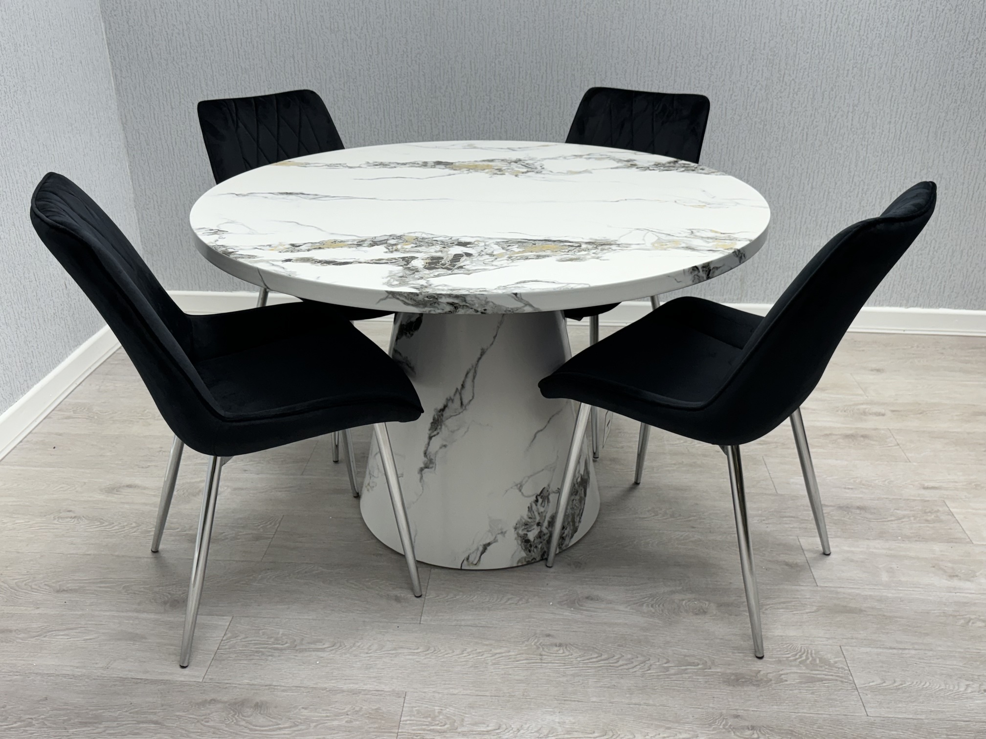 Capri 110cm Round Marble Effect Dining Table (Table Only) ASR Interiors