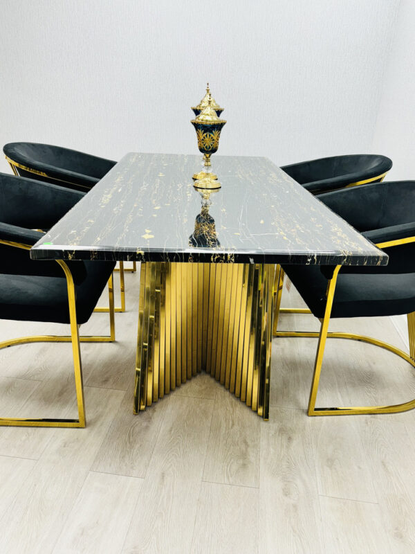 Ravello 180cm Black & Gold Marble Dining Table - ASR Interiors