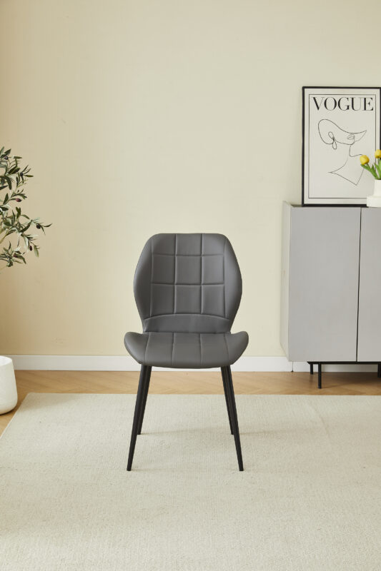 Oliver Grey PU Leather Effect Dining Chair - ASR Interiors